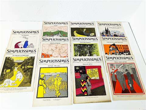 11 Ausgaben des Vintage Satiremagazin "Simplicissimus" 1955