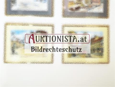 Zwei Aquarelle auf Papier "Wienansicht" und "Perchtoldsdorf Neustiftgasse"