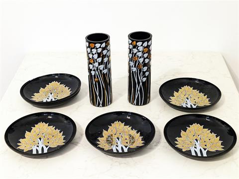 Teller und Vasen im Jugendstildekor von Arta