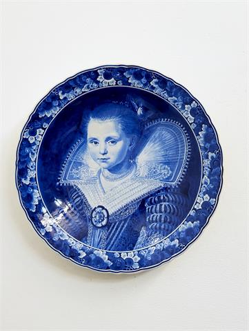 Großer Royal Delft Blue Porzellanteller / Wandteller nach Paulus Morelsee