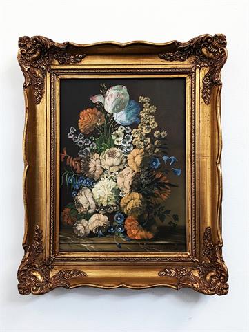 Gemälde Öl auf Leinwand "Blumenstillleben" signiert Reinold