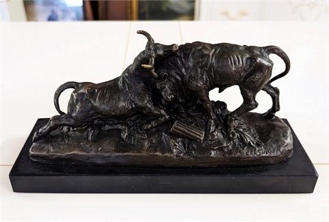Bronzeskulptur "Kämpfende Stiere"