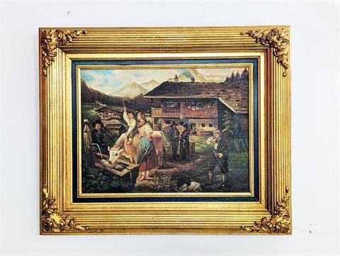 Gemälde Öl auf Leinwand "Alpbach in Tirol nach Anton Kirchebner"